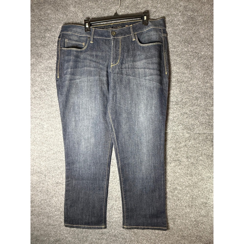 Faded Glory Womens Straight Leg Jeans 18P Dark Wash Blue Stretch Denim Petite